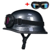 Retro německá helma s brýlemi barva karbon
