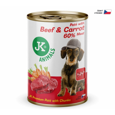 JK Animals Beef & Carrot Premium Paté with Chunks superprémiová masová 400 g