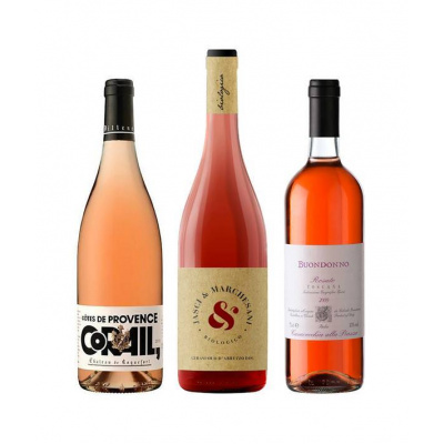 Château de Roquefort Corail 13,5% 0,75l + Jasci & Marchesani Cerasuolo D’Abruzzo DOC Biologico 12,5% 0,75l + Buondonno Rosato Toscana IGT 13,0% 0,75l (set)