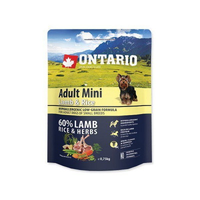 ONTARIO Adult Mini Lamb & Rice (0,75kg)