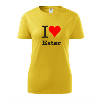 Dámské tričko I love Ester žlutá S