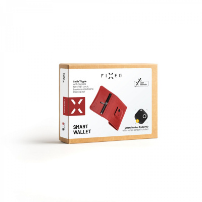 Fixed Kožená peněženka Smile Tripple se smart trackerem Smile Pro červená