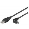 PremiumCord Kabel micro USB 2.0, A-B, konektor do úhlu 90° 1.8m (černý)