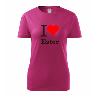 Dámské tričko I love Ester purpurová M