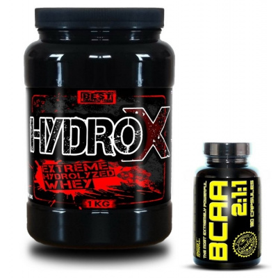 Hydro X + BCAA 2:1:1 Zdarma od Best Nutrition - 1000 g + 120 kaps. - Čokoláda