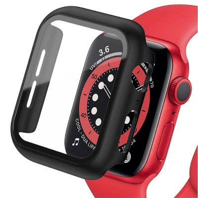 SES 2v1 Kryt s ochranným sklem na Apple Watch 40 mm (6.série) - černý 8647