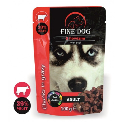 Fine Dog kapsička Adult hovězí v omáčce 100g