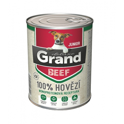 Grand deluxe Dog Junior 100 % hovězí, konzerva 400 g