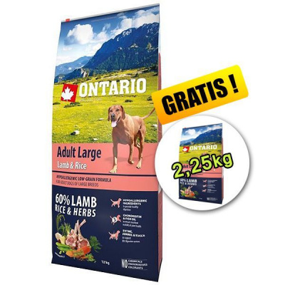 ONTARIO Adult Large - lamb & rice 12 kg + 2,25 kg GRATIS