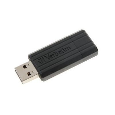 USB flash disk "PinStripe", černá, 64GB, USB 2.0, 10/4MB/sec, VERBATIM