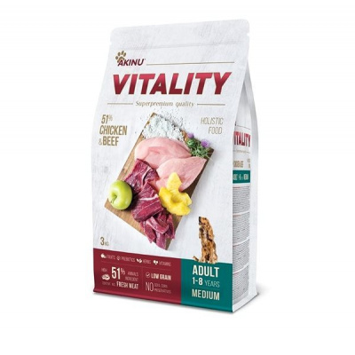 Akinu VITALITY dog adult medium chicken & beef 3 kg