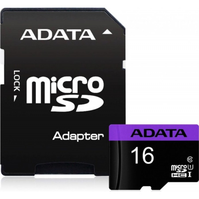 Adata/micro SDHC/16GB/50MBps/UHS-I U1 / Class 10/+ Adaptér