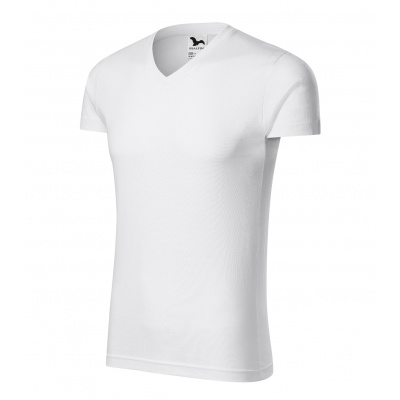 Přiléhavé pánské tričko Slim Fit V-neck vyšší gramáže 146 MALFINI® bílá XL + Prodloužená možnost vrácení zboží do 30 dnů