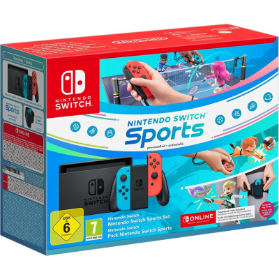 Herní konzole Nintendo Switch - Neon Red&Blue + Switch Sports + 3M NSO (045496453657)