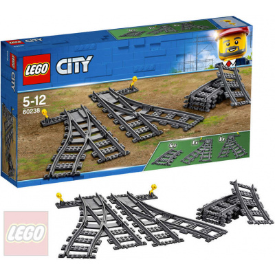 LEGO CITY Výhybky a zahnuté koleje doplněk k vláčkodráze 60238 STAVEBNICE