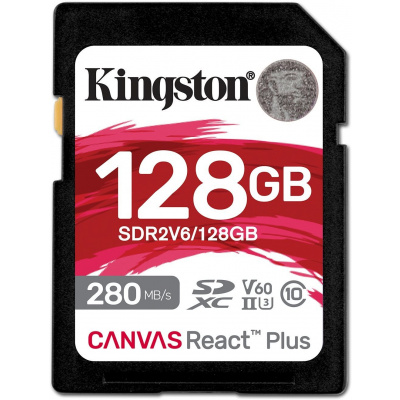 Paměťová karta Kingston SDXC 128GB Canvas React Plus V60 (SDR2V6/128GB)