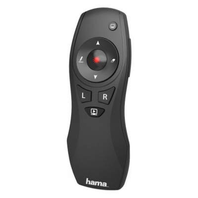 Hama X-Pointer 6v1 Prezentér, bezdrátový, dosah až 15m, 2,4GHz, USB, červené laserové ukazovátko, s funkcí myši, černý 139916