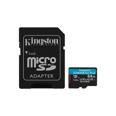 Paměťová karta Kingston Canvas Go! Plus MicroSDXC 64GB UHS-I U3 (170R/70W) + adaptér (SDCG3/64GB)