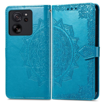 Levné Kryty Peněženkové pouzdro Embossing Pattern Mandala Flower modré – Xiaomi 13T / 13T Pro