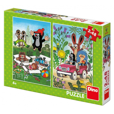 DINO Puzzle Krteček se raduje, Krtek a autíčko 2x48 dílků