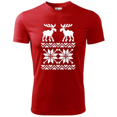 Pánské rodinné vánoční tričko s potiskem - s jelenem, sob, se sobem III. (Vánoční trička - norský vzor - svetr s jelenem 3)