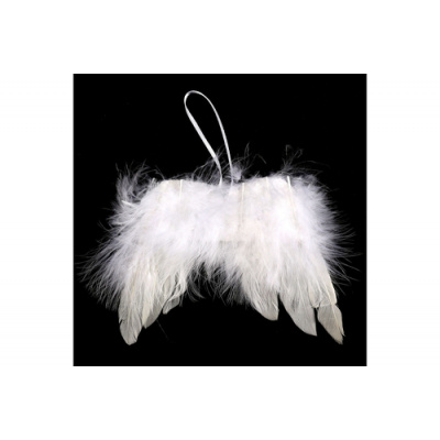 Andělská křídla z peří, barva bílá, baleno 12ks v polybag. Cena za 1 ks.