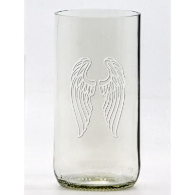 Atelier - Petr Vydra 2ks Eko sklenice (z lahve od piva) velká čirá (13 cm, 6,5 cm) Andělská křídla