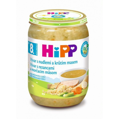 Oběd Hipp Vývar s nudlemi a krůtím masem HiPP 6x190 g od 8. měsíce 1140 g krůta, těstoviny, zelenina