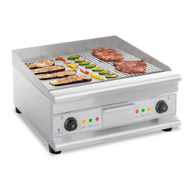 ROYAL Catering Dvojitá elektrická grilovací deska - 60 cm - hladká a vroubková - 6 400 W