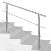 Fiqops schodišťové zábradlí zábradlí z nerezové oceli zábradlí zábradlí schody Ø42mm pro schody balkon vnitřní a venkovní 100CM s 2 křížovými výztuhami