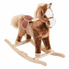 HOMCOM Houpací kůň 330-091, houpací zvířátko, plyšová hračka, hnědý, 74 x 33 x 62 cm