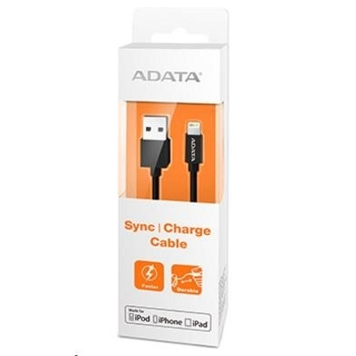 ADATA Sync & Charge Lightning kabel - USB A 2.0, 100cm, plastový, černý AMFIPL-1M-CBK