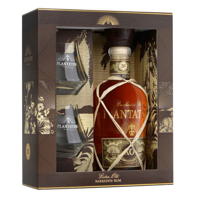 Plantation 20th Anniversary XO 0,7l 40% (dárkové balení 2 skleničky)