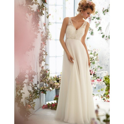 luxusní bílé antické svatební šaty na ramínka Delisse L-XL, Velikost L-XL