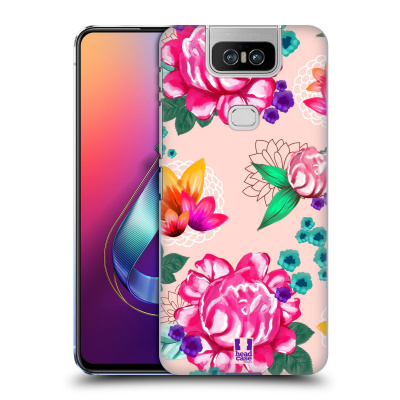 Zadní obal pro mobil Asus Zenfone 6 ZS630KL - HEAD CASE - Malované květy růžové (Plastový kryt, obal, pouzdro na mobil Asus Zenfone 6 ZS630KL - růžový květ)