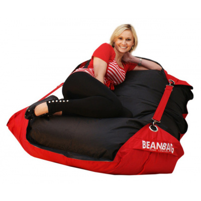 BEANBAG Sedací vak 189x140 duo scarlet rose - black