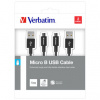 Verbatim USB kabel (2.0) USB A samec - microUSB samec 1m černý reversible 48874, 2 kusy v balen