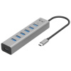 I-TEC USB-C Charging HUB Metal USB Hub, externí, USB typ C na 7x USB 3.0, kovový, šedý C31HUBMETAL703