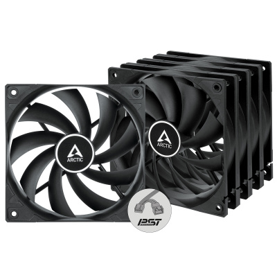 ARCTIC F12 PWM PST (5PCS Value Pack) (Black) - 120mm case fan with PWM control and PST cab