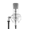 OneConcept MIC-700, studiový mikrofon, ø 34 mm, kardioidní, pavouk, ochrana proti větru, XLR, stříbrný (BTF11-Mic-700, sl)