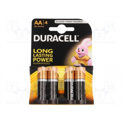 DURACELL LR6/AA/MN1500(K4) C&B Baterie: alkalická; 1,5V; AA; nenabíjecí; 4ks; BASIC