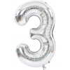 Nafukovací foliový balonek stříbrný Číslice 40cm - 1ks Číslo 3