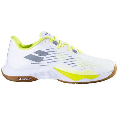 Pánská sálová obuv Babolat Shadow Tour 5 Men White/Lime EUR 46,5