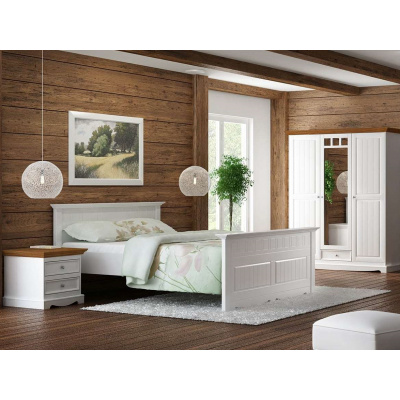 Bílý nábytek Ložnice Belluno Elegante, dekor bílá | zlatý dub, masiv, borovice