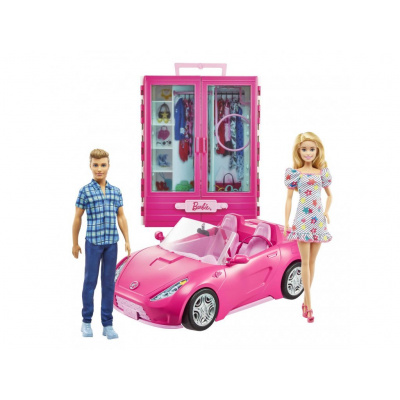 Mattel Barbie sada panenka Barbie/šatník/kabriolet/Ken GVK05