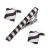 Hnědo - stříbrný set - spona na kravatu a manžetové knoflíčky Wave