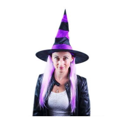 Klobouk čarodějnice s vlasy - Halloween