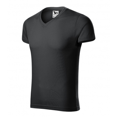 Přiléhavé pánské tričko Slim Fit V-neck vyšší gramáže 146 MALFINI® ebony gray 2XL + Prodloužená možnost vrácení zboží do 30 dnů