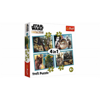 Trefl Puzzle 4v1 Mandalorian a jeho svět Star Wars