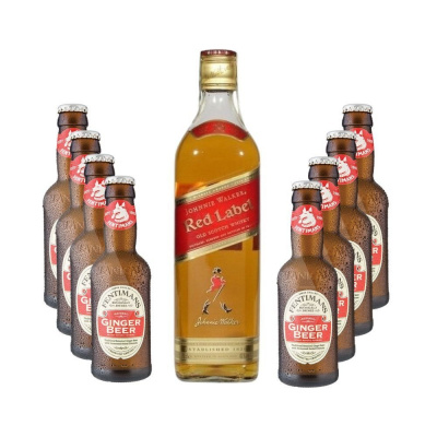 Párty set Johnnie Walker Red Label 1l 40% + Fentimans Ginger Beer 8×0,2l (holá láhev)